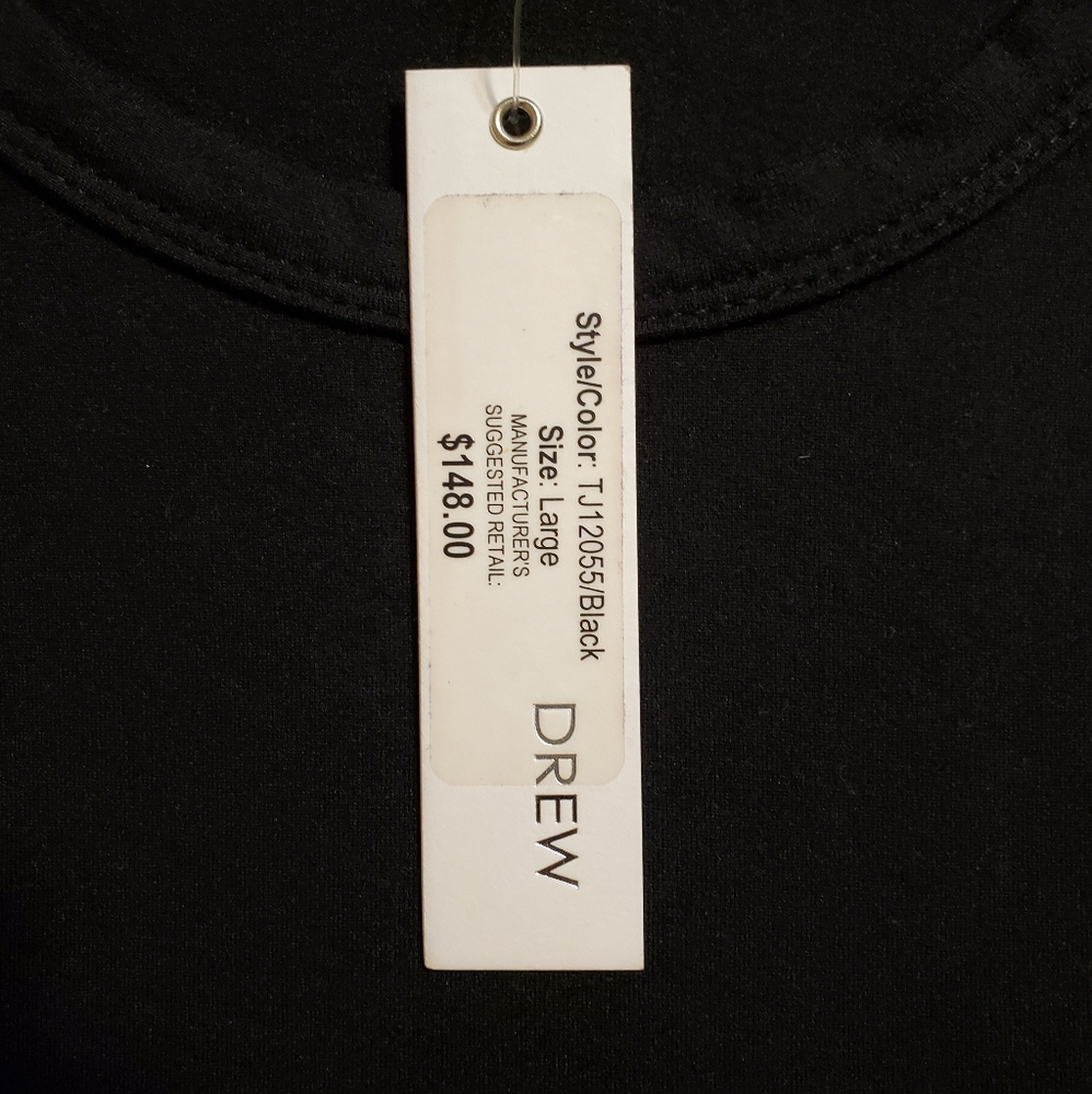 DREW Black Tee & Mesh Sleeves Size L - Picture 4 of 7